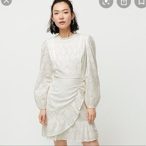 New J crew White Puff sleeve wrap dress